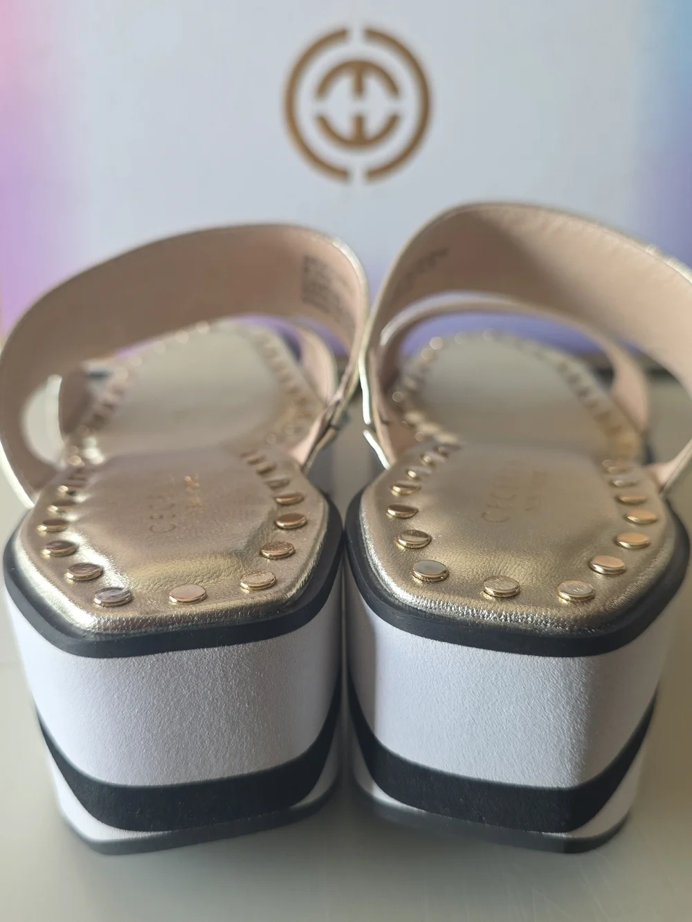 CECELIA NEW YORK Size 9 Metallic Gold Platform Slide Sandals